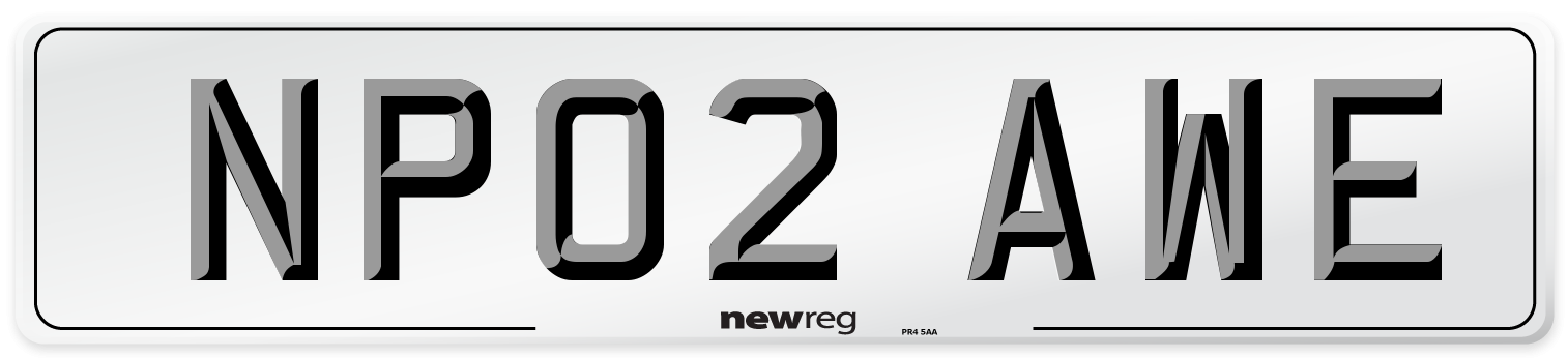 NP02 AWE Number Plate from New Reg
